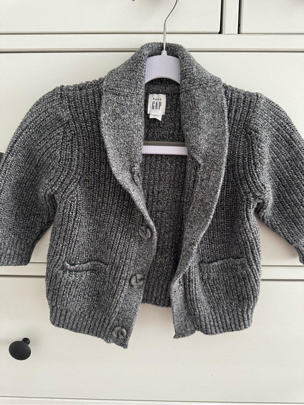 Baby GAP Heather Gray Knit Shawl Collar Cardigan - 12-18 mo